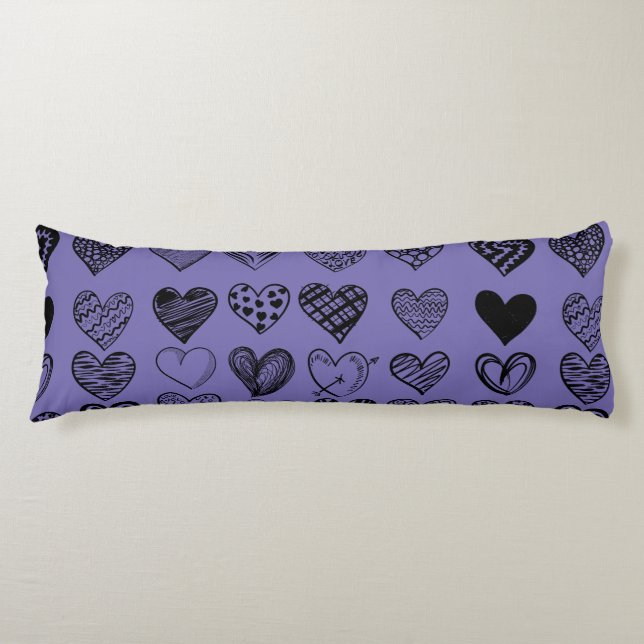 Coussins Longs Dessin adorable de Black Heart Scribble (Devant)