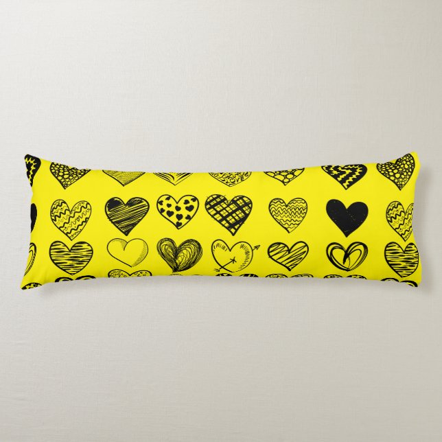 Coussins Longs Dessin adorable de Black Heart Scribble (Devant)