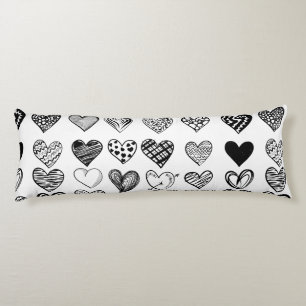 Coussins Longs Dessin adorable de Black Heart Scribble