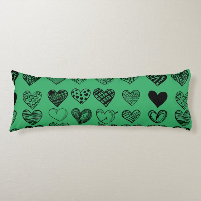 Coussins Longs Dessin adorable de Black Heart Scribble (Devant)