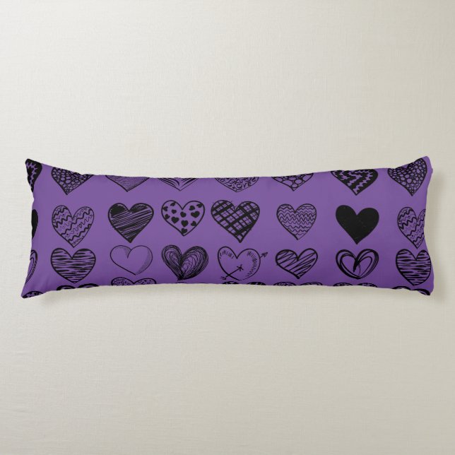 Coussins Longs Dessin adorable de Black Heart Scribble (Devant)