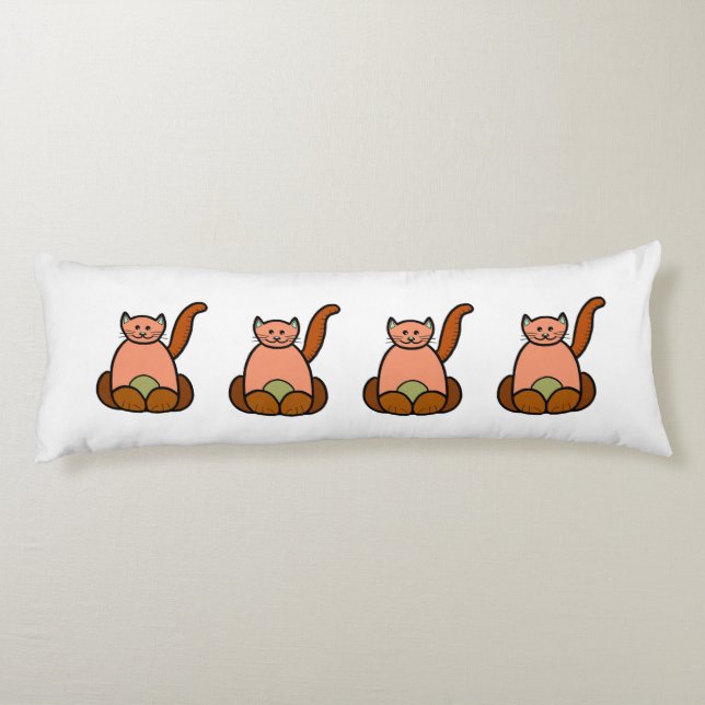 Coussins Longs dessin animé de chat Brown (Dos)