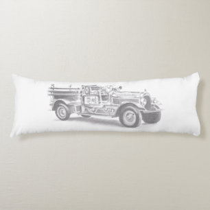 Coussins Longs dessin au crayon vintage pour camion à feu
