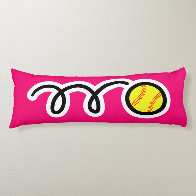 Coussins Longs Dessin de softball mignon personnalisé nom chambre (Devant)