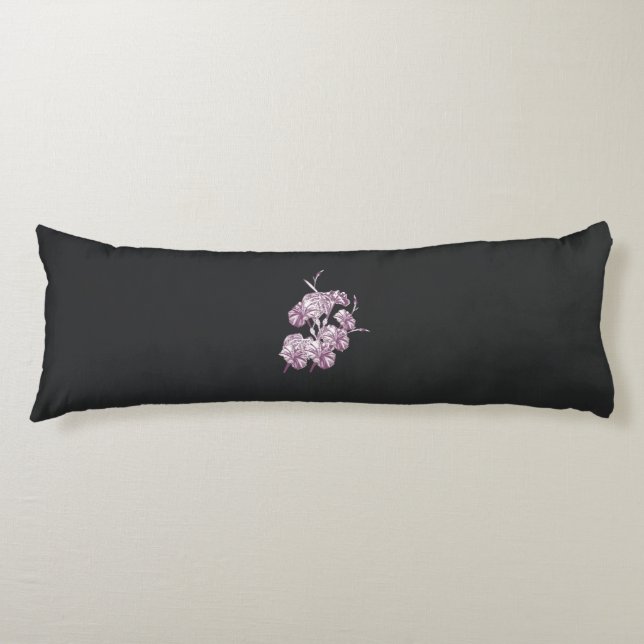 Coussins Longs dessin d'un plante aux fleurs violettes (Devant)