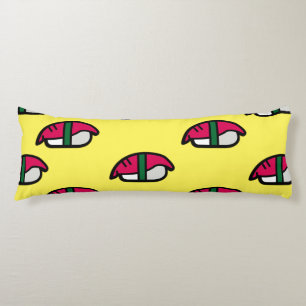 Coussins Longs Dessin Kawaii Sushi, Riz de Poisson et Algues