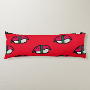 Coussins Longs Dessin Kawaii Sushi, Riz de Poisson et Algues