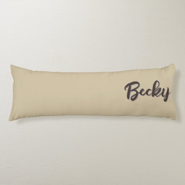 Coussins Longs Deux tons de beige moderne avec nom personnalisé (Devant)