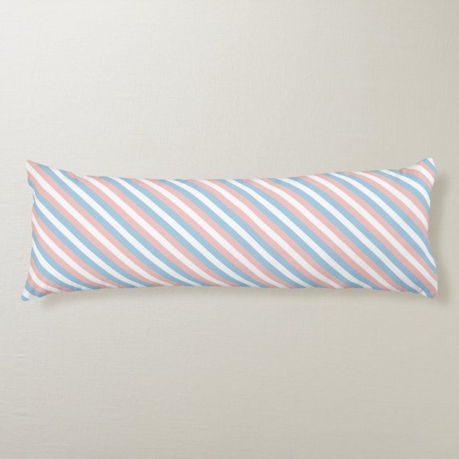 Coussins Longs Diagonale rose, bleu et blanc (Devant)