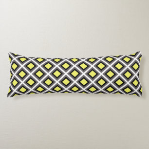 Coussins Longs Diamants d'ikat gris foncé, noir, jaune par STaylo