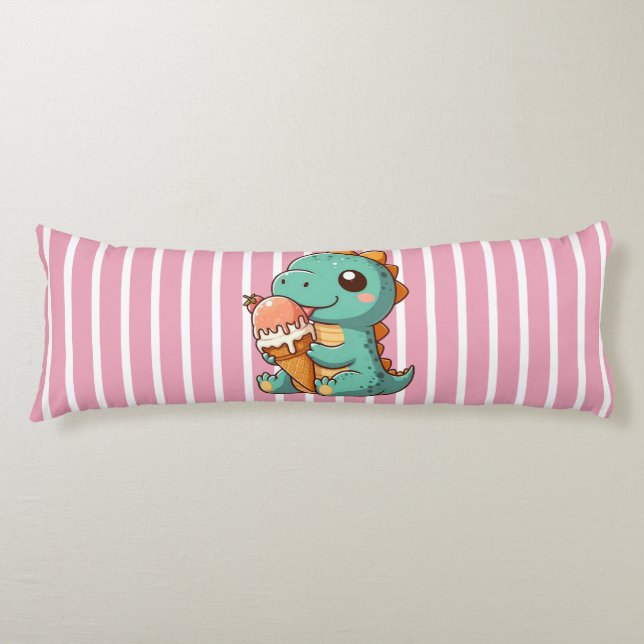 Coussins Longs Dino mignonne de glace mangeur (Devant)