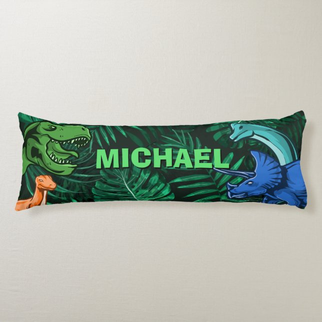 Coussins Longs Dinosaur Enfants Dino Jurassic Trex Garçon Personn (Devant)