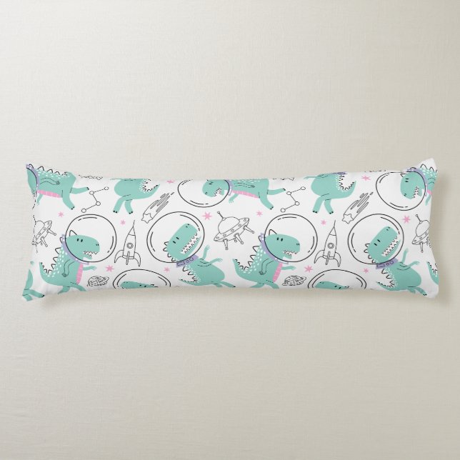 Coussins Longs Dinosaures de l'espace, Dinosaures mignons, Navire (Devant)