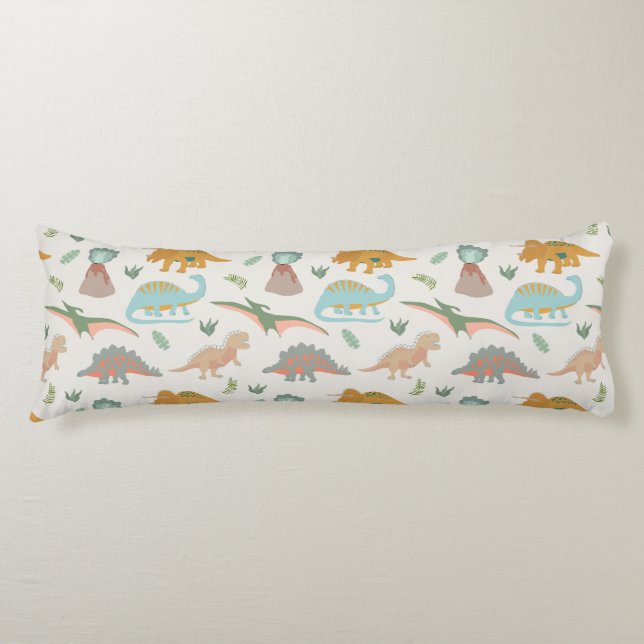 Coussins Longs Dinosaures Enfants Dessinés à la Main Boho Chambre (Devant)