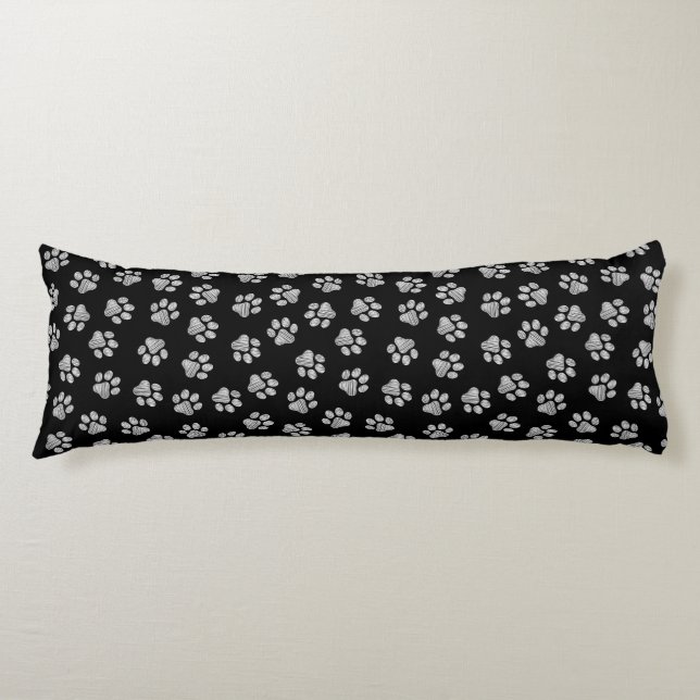 Coussins Longs Doodle Paws, pattes de chien, pattes blanches (Devant)