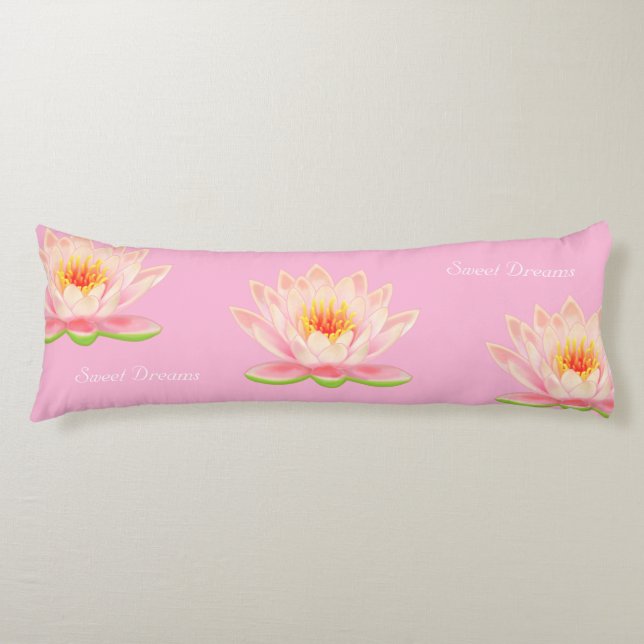 Coussins Longs Douces rêves fleurs de lotus sur fond rose clair (Devant)