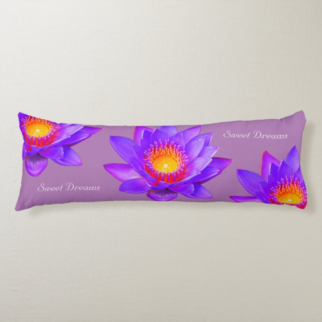 Coussins Longs Douces rêves Fleurs de lotus sur Violet (Devant)