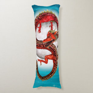 Coussins Longs Dragon Lune Rouge Fantastique Artistique