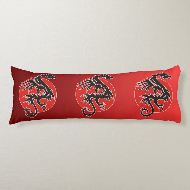 Coussins Longs Dragon Sun Power - noir rouge blanc + vos idées (Devant)