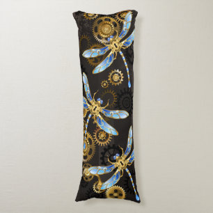 Coussins Longs Dragonflies de Steampunk sur arrière - plan rayé b