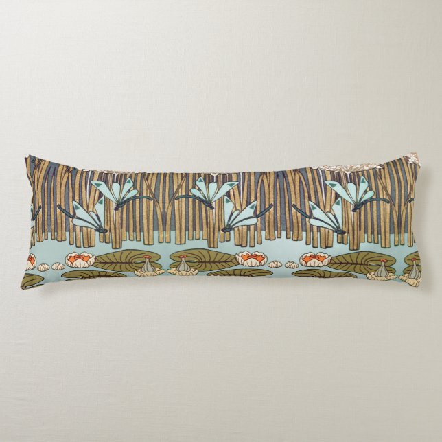 Coussins Longs Dragonflies Nymphéas Marais Art Nouveau (Devant)