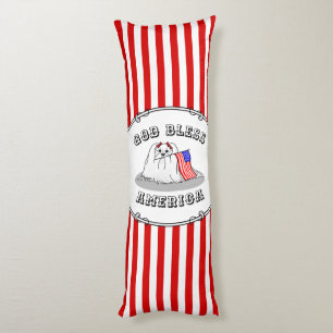 Coussins Longs Drapeau américain patriotique USA Chien maltais -