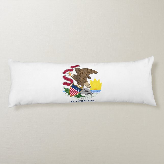 Coussins Longs Drapeau de l'État de l'Illinois (Dos)