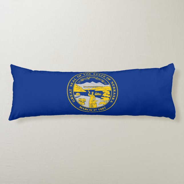 Coussins Longs Drapeau de l'État du Nebraska (Devant)