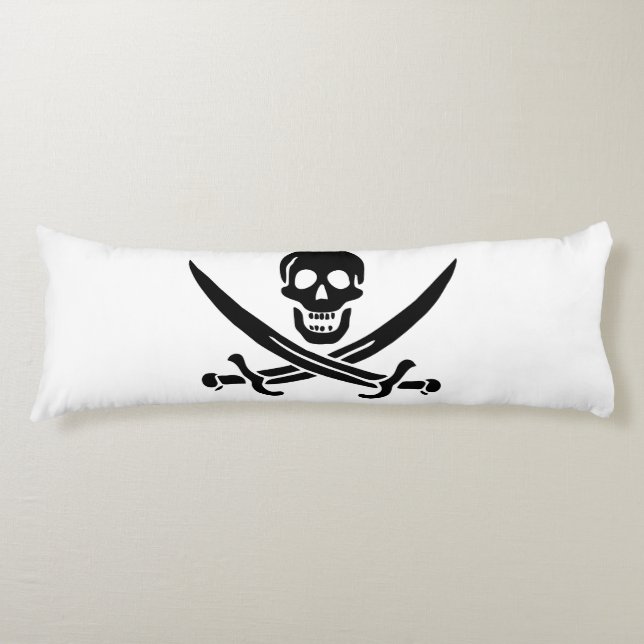Coussins Longs Drapeau de pirate Crâne croisé épées (Devant)