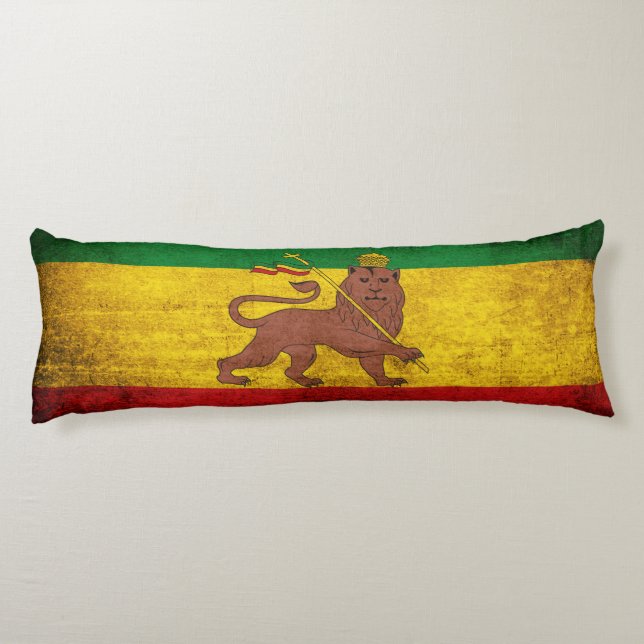 Coussins Longs Drapeau grunge vintage de Rastafarian (Dos)