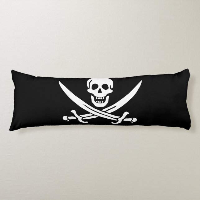 Coussins Longs Drapeau pirate crâne épées croisées (Devant)