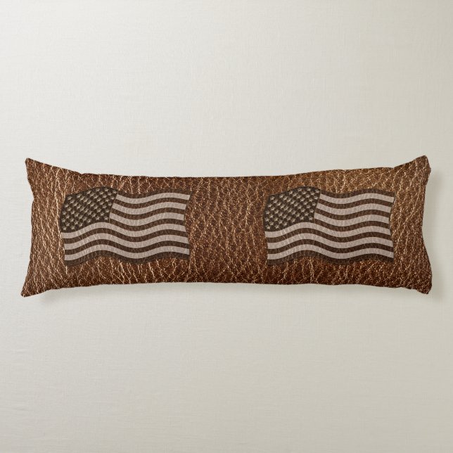 Coussins Longs Drapeau USA en cuir (Devant)