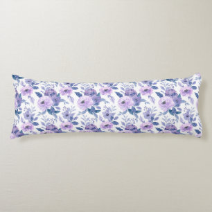 Coussins Longs Eau de lavande violette florale aquarelle blanche
