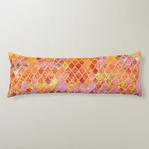 Coussins Longs Échelles de Parties scintillant de sirène d'été #4