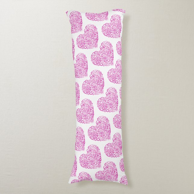 Coussins Longs Écriture spirale coeur rose pour la Saint Valentin (Devant (Vertical))