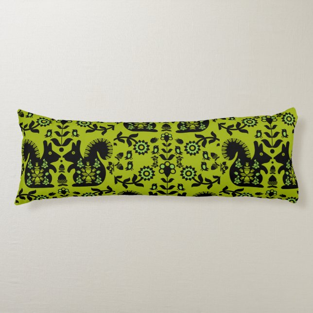 Coussins Longs Écureuil Nordic Scandinave Folk Art (Devant)