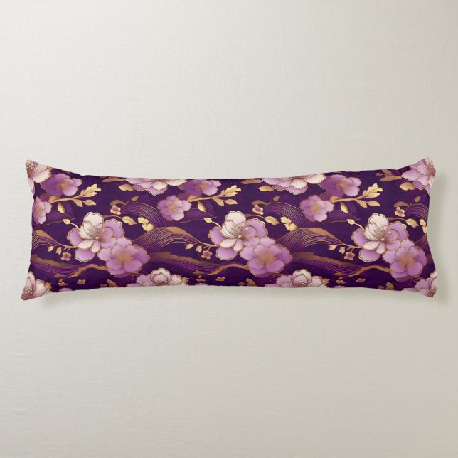 Coussins Longs Élégance Enchantée : Fleur d'Aubergine Violette  (Devant)