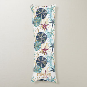 Coussins Longs Elégant bleu et or Océan Motif trésors