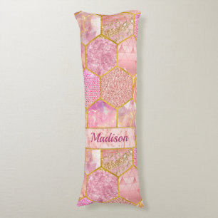 Coussins Longs Elégant faux Parties scintillant rose or géométriq