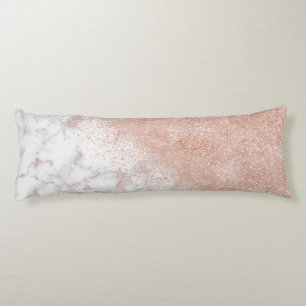 Coussins Longs Élégant faux rose en or confetti image en marbre b