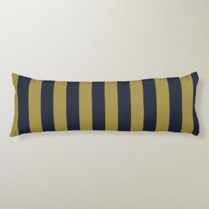 Coussins Longs Elégant Gold & Navy Blue Vertical Stripes