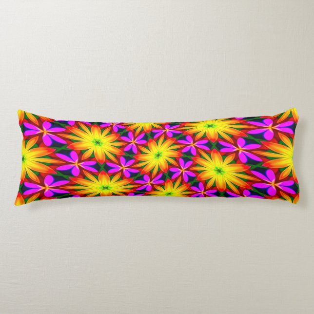 Coussins Longs Élégant Motif à fleurs orange (Devant)