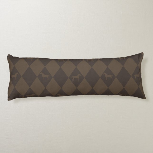 Coussins Longs Élégant Motif hippique Brown Harleqiun (Dos)