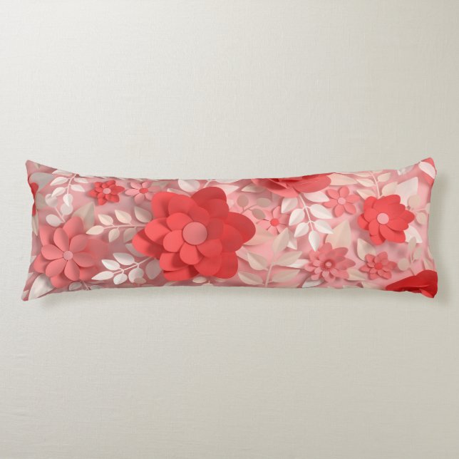 Coussins Longs Elégant Pastel Pink Papier Fleurs Corps Oreiller (Devant)