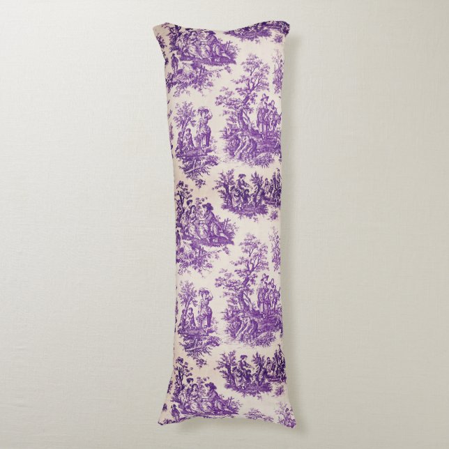 Coussins Longs Elégant vintage violet toile de jouy (Devant (Vertical))