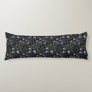Coussins Longs Elégant violet vert noir Aquarelle Fleurs