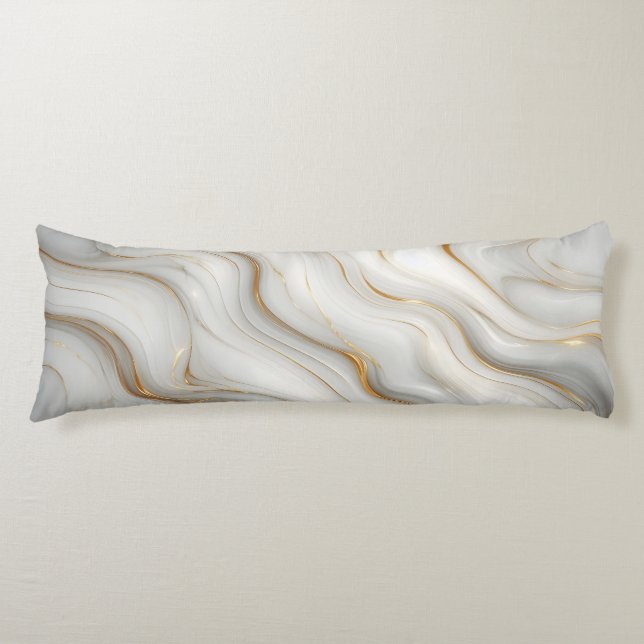 Coussins Longs Elegant White Gray Gold Marble Pattern Design  (Devant)