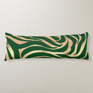 Coussins Longs Elégante Parties scintillant or Zebra Green Poster