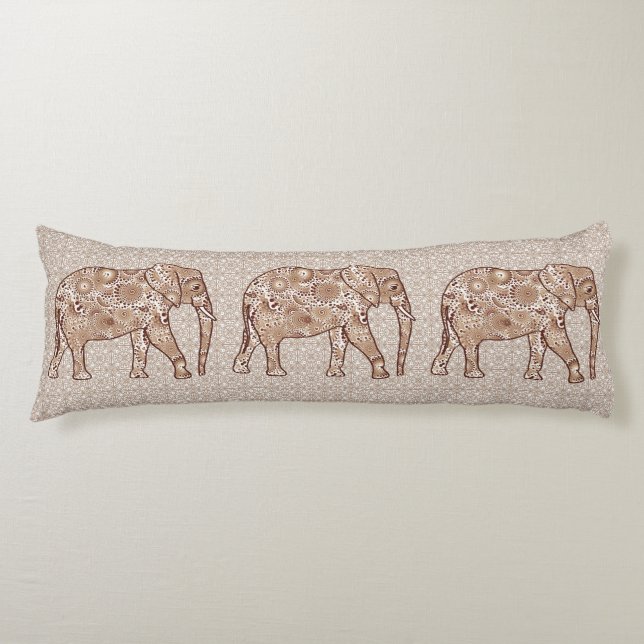 Coussins Longs Éléphale tourbillon fractal - marron et taupe (Devant)