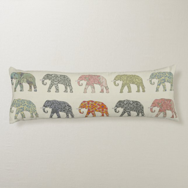 Coussins Longs Eléphant Coloré Animal Motif contemporain (Dos)